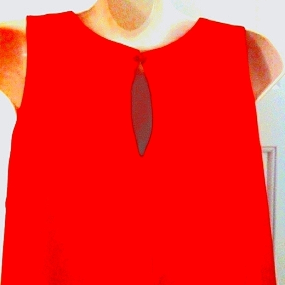 Ophelia Roe M Red/White Ruffled Bottom Sleeveless Tank Dress - Picture 3 of 5